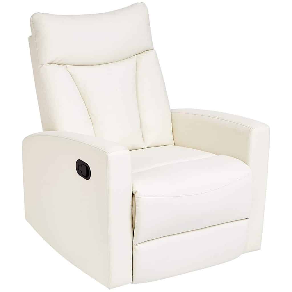 Small white leather recliner chair